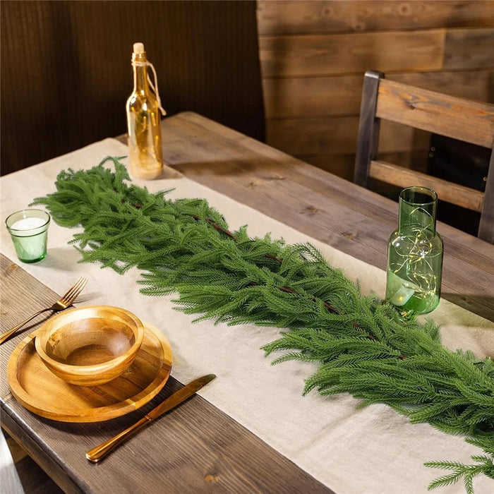 Artificial Pine Needle Garland 1.5m Flexible Vine For Staircase  /  Fireplace  /  Window Display Decoration - 4