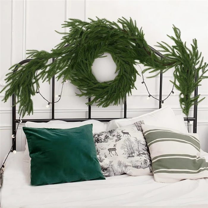 Artificial Pine Needle Garland 1.5m Flexible Vine For Staircase  /  Fireplace  /  Window Display Decoration - 7