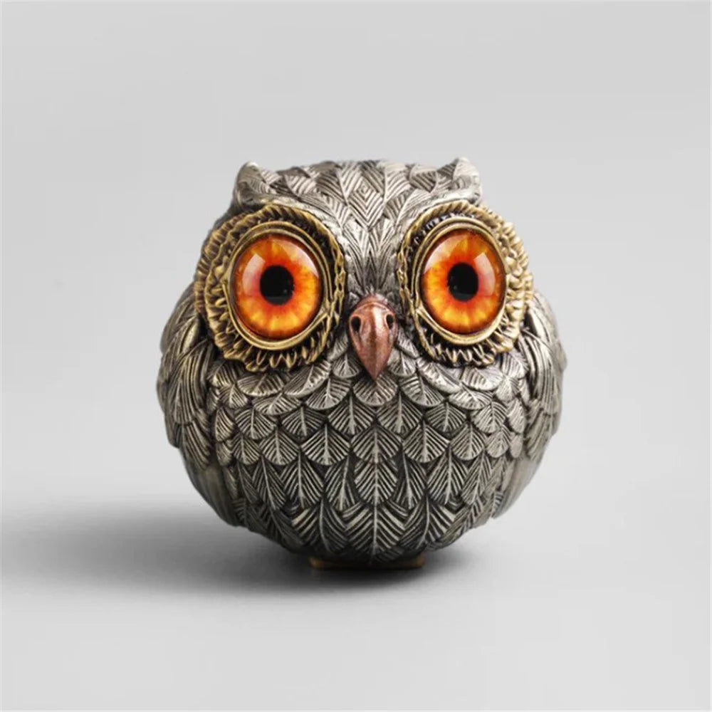 Resin Owl Figurine Decorative Ornament for Home / Garden / Tabletop Lucky Charm Wisdom Symbol Gift - Red - 2