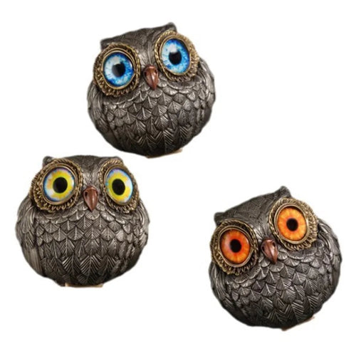 3Pcs Owl Resin Figures Decorative Crafts Display Figurines for Home Garden - 1
