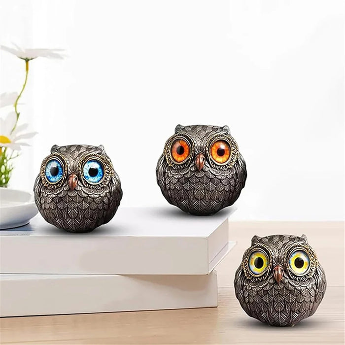 3Pcs Owl Resin Figures Decorative Crafts Display Figurines for Home Garden - 2