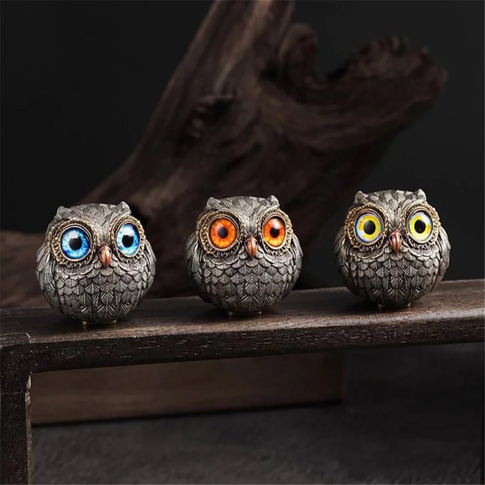 3Pcs Owl Resin Figures Decorative Crafts Display Figurines for Home Garden - 4