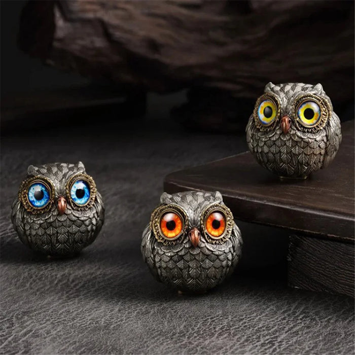 3Pcs Owl Resin Figures Decorative Crafts Display Figurines for Home Garden - 7