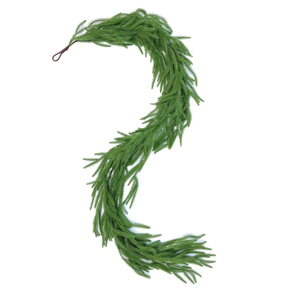 1.8m Artificial Pine Garland Cedar Vine Garland for Stairs, Fireplace, and Window Decoration Realistic Faux Pine Branches - 1