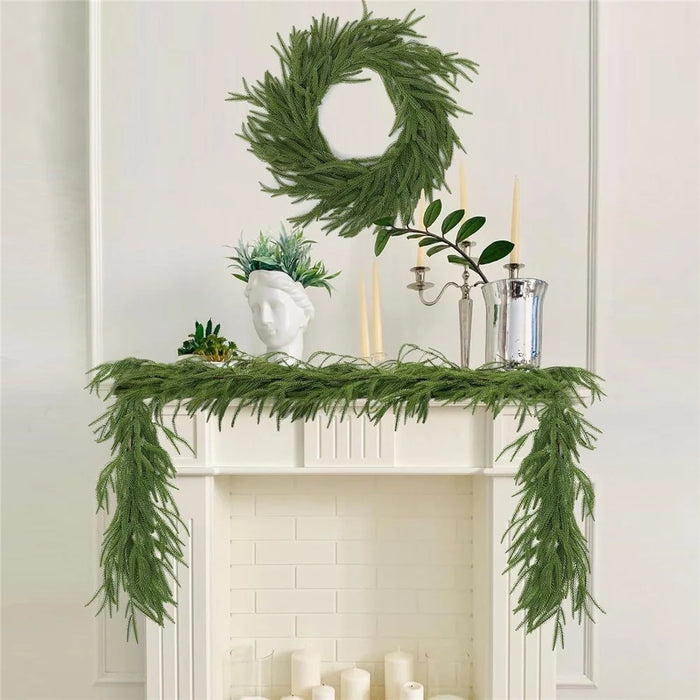 1.8m Artificial Pine Garland Cedar Vine Garland for Stairs, Fireplace, and Window Decoration Realistic Faux Pine Branches - 3
