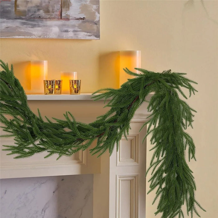 2.7m Artificial Pine Garland Cedar Vine Garland for Stairs, Fireplace, and Window Decoration Realistic Faux Pine Branches - 5