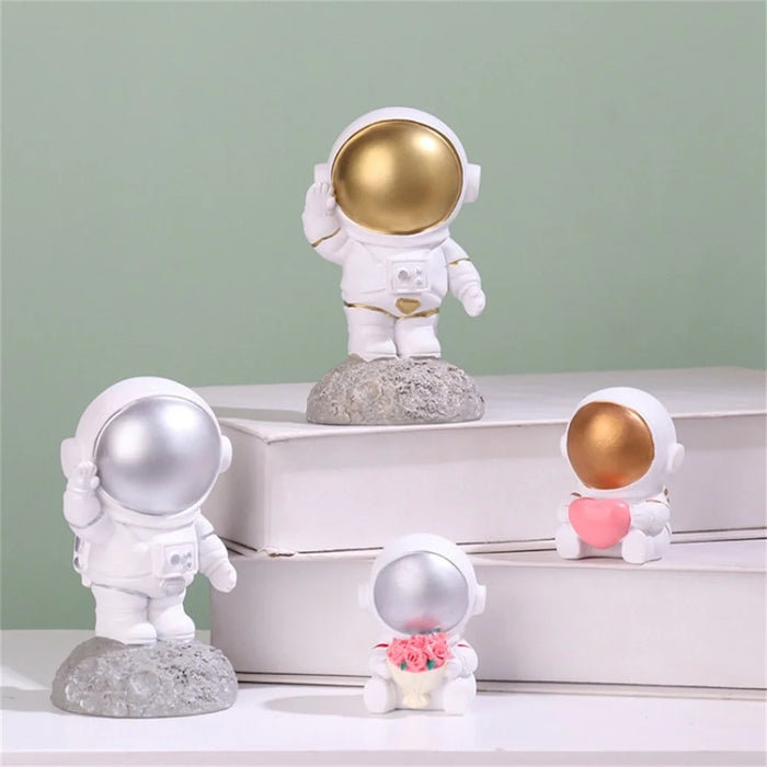 Resin Astronaut Space Explorer Model Desk Ornament Home Office Car Decoration - Gold - 3