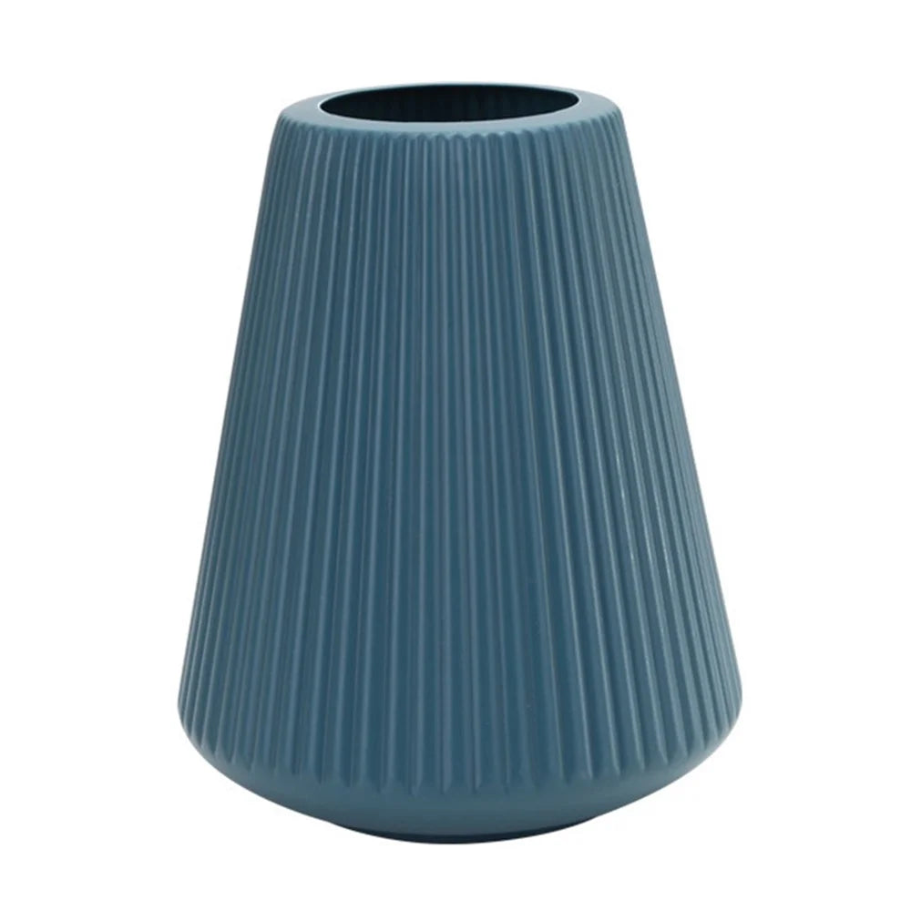 Creative Vase Ornament Flower Pot Dry Wet Flower Decorative Ceramic-Look Plastic Container - Blue - 1