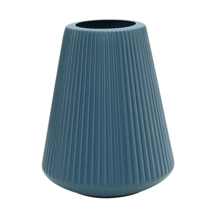 Creative Vase Ornament Flower Pot Dry Wet Flower Decorative Ceramic-Look Plastic Container - Blue - 1