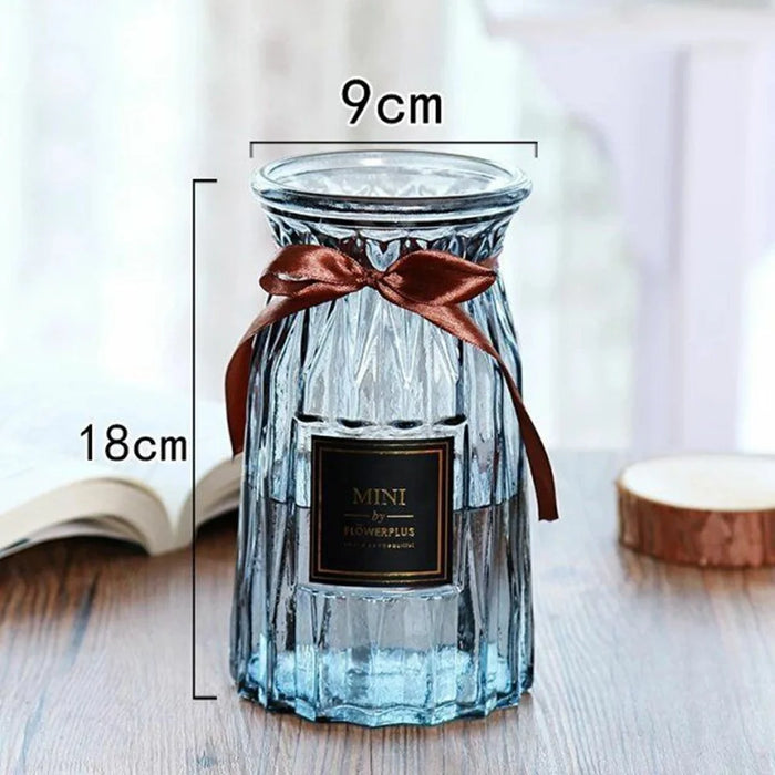 Creative Glass Hydroponic Vase 18cm Tall Transparent Flower Holder Living Room Table Decor - Wine Red - 6