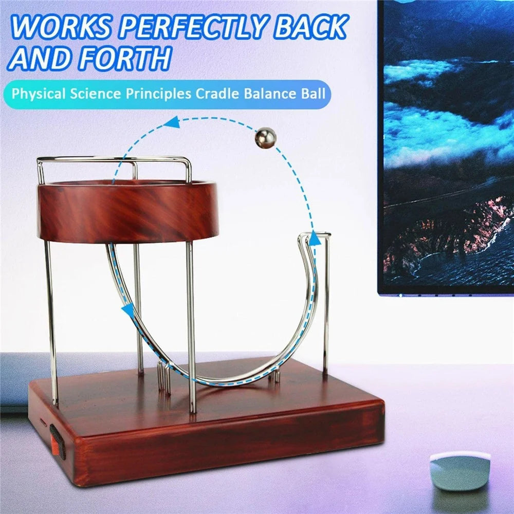 Kinetic Art Perpetual Motion Machine Desktop Sculpture Electric Powered Stress Relief Toy for Science Exploration - 2