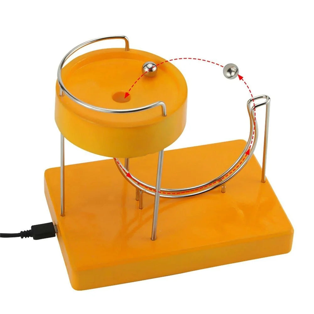Kinetic Art Perpetual Motion Machine Desk Toy USB Plug-In Electric Powered Stress Relief Ornament For Home  /  Office Decor - Yellow - 2
