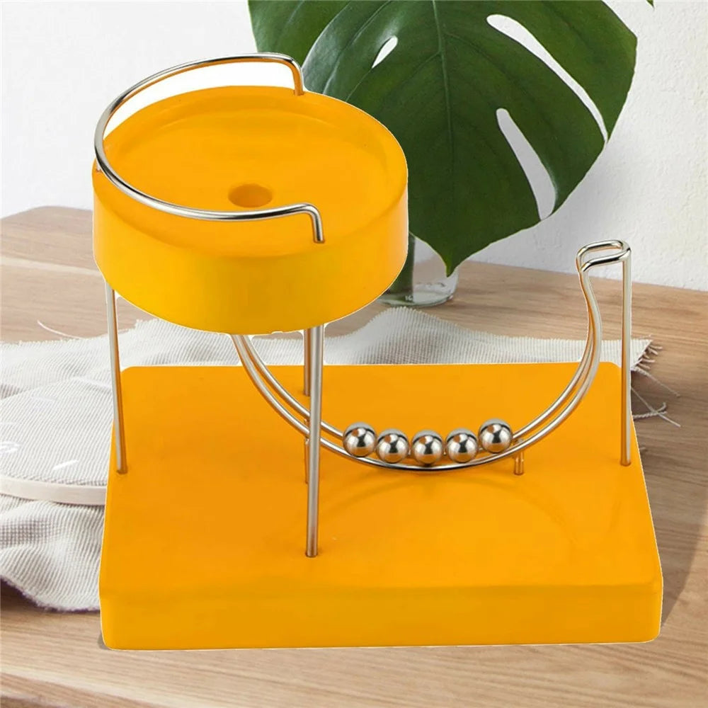 Kinetic Art Perpetual Motion Machine Desk Toy USB Plug-In Electric Powered Stress Relief Ornament For Home  /  Office Decor - Yellow - 5