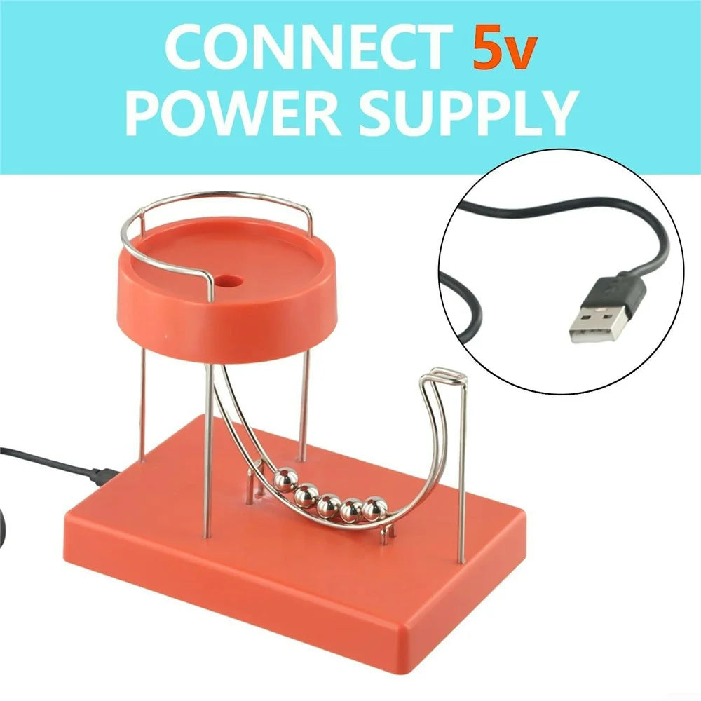 Kinetic Art Perpetual Motion Machine Desk Toy USB Plug-In Electric Powered Stress Relief Ornament For Home  /  Office Decor - Yellow - 6