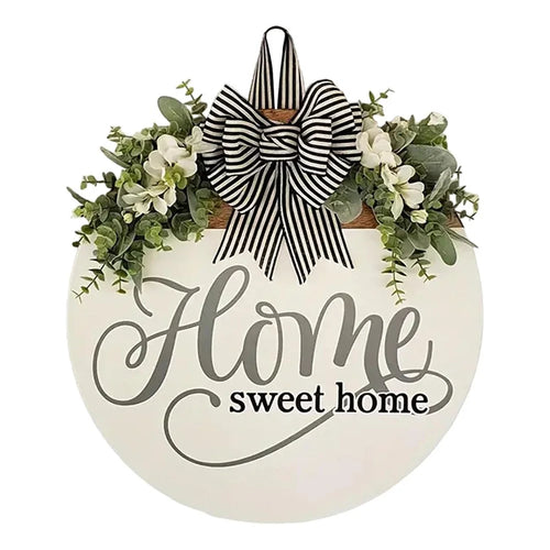 Spring Summer Front Door Wreath Welcome Sign Sweet Home Artificial Floral Wreath for Entrance Hanging Decor - 1