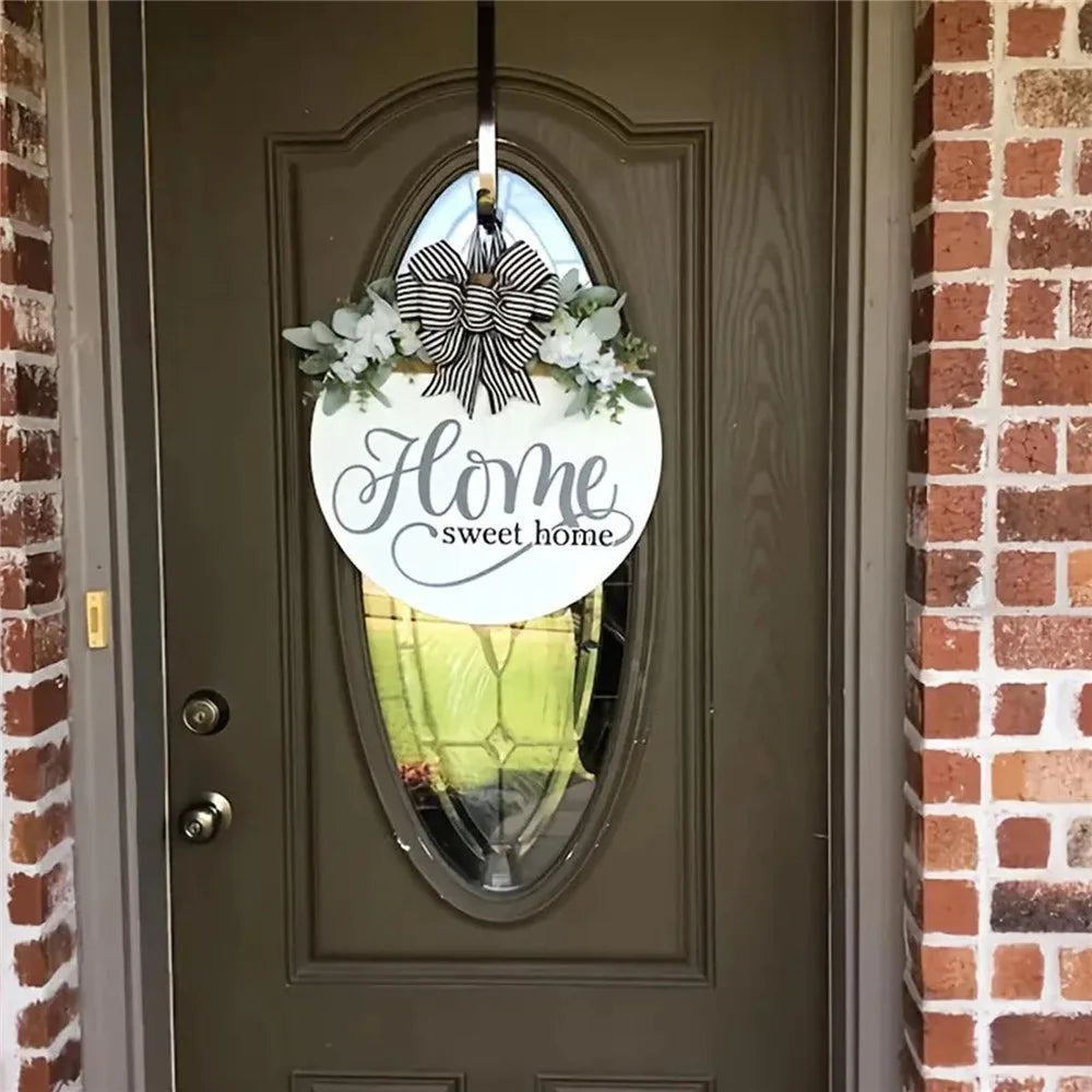 Spring Summer Front Door Wreath Welcome Sign Sweet Home Artificial Floral Wreath for Entrance Hanging Decor - 4