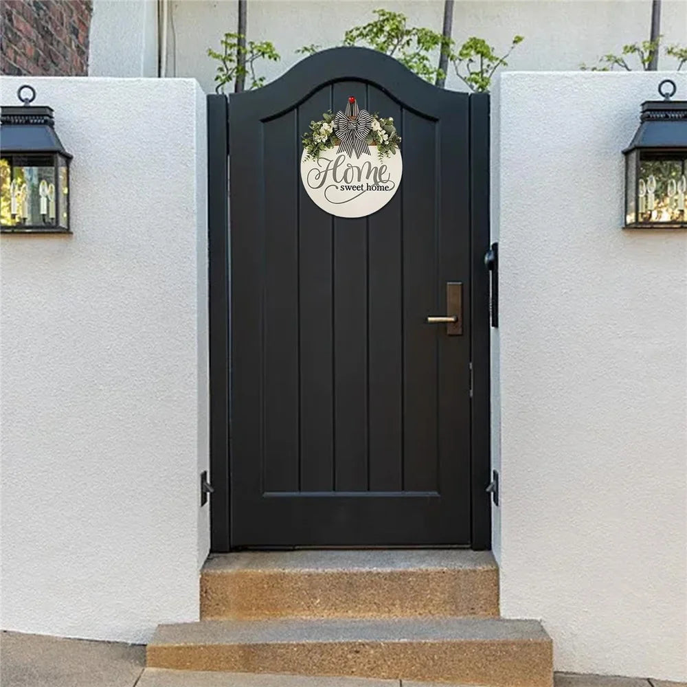 Spring Summer Front Door Wreath Welcome Sign Sweet Home Artificial Floral Wreath for Entrance Hanging Decor - 5