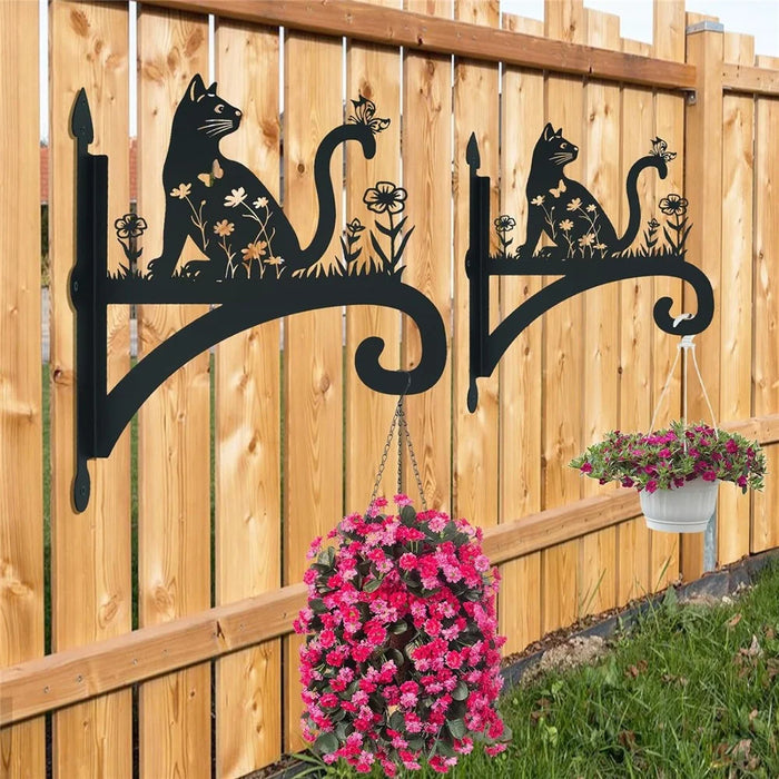 Outdoor Heavy Duty Iron Hanging Basket Hook Plant Hanger Animal Silhouette Decorative Garden Bracket - Gnome Watering Flowers - 3