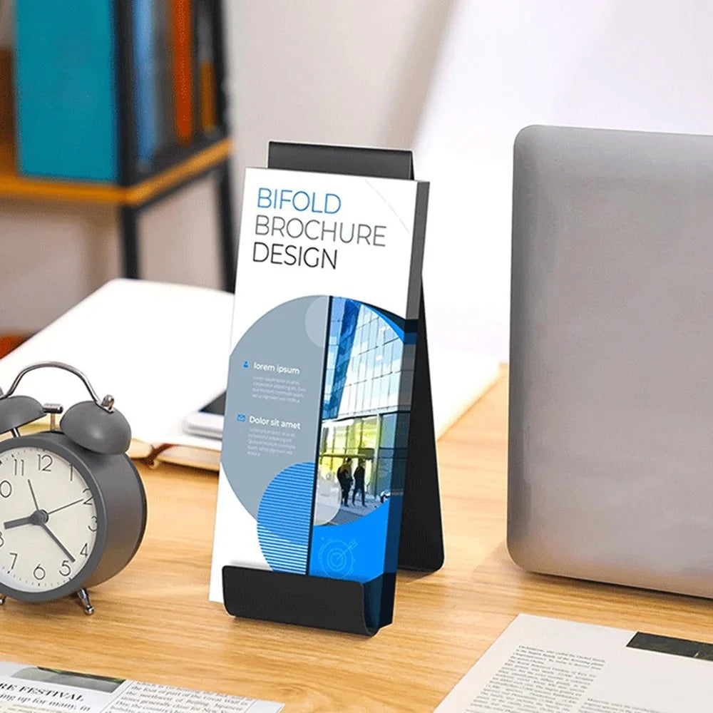 4Pcs Brochure Holder Metal Desktop Organizer Vertical Flyer Display Stand for Office Store Exhibition - 3