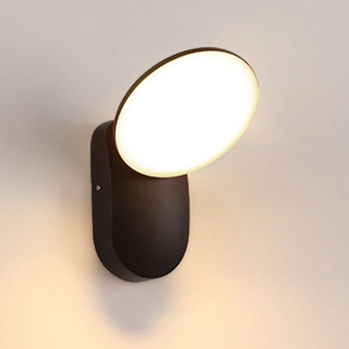 LED Outdoor Wall Light Waterproof Garden Patio Balcony Porch Entrance Lamp - Round Black / Warm Light - 1