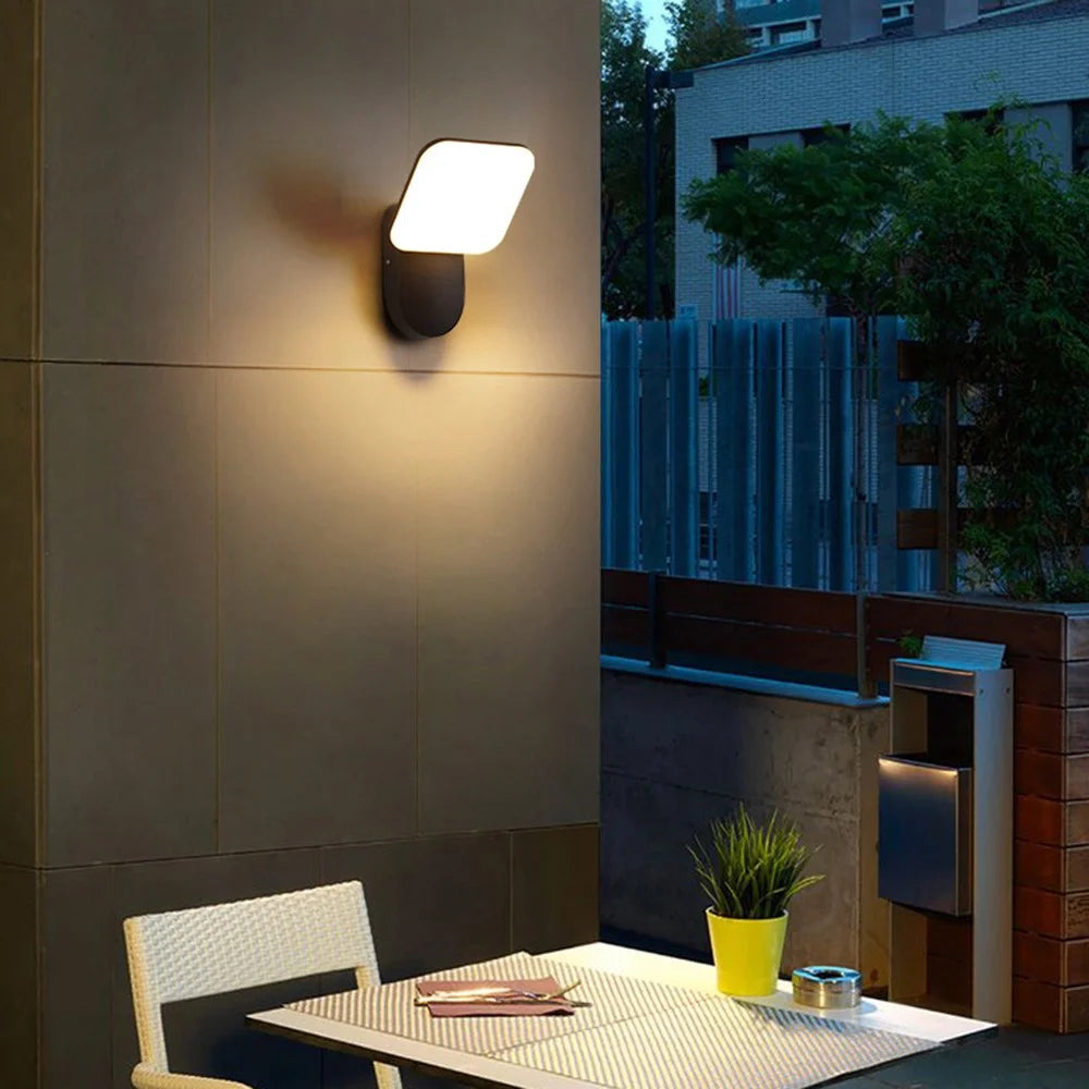 LED Outdoor Wall Light Waterproof Garden Patio Balcony Porch Entrance Lamp - Round Black / Warm Light - 7