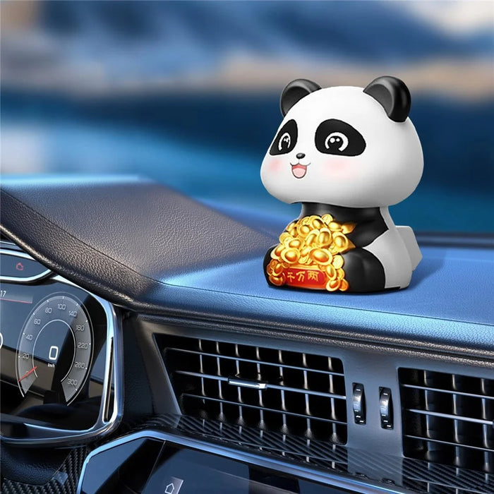 Solar Powered Panda Ornament Auto Nodding Creative Car Dashboard Ornament Home Decor - 225A - 2