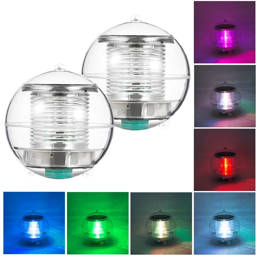 2Pcs Solar Powered Floating Lights Auto Color Changing Ball Lamps for Garden Pond Pool - 1