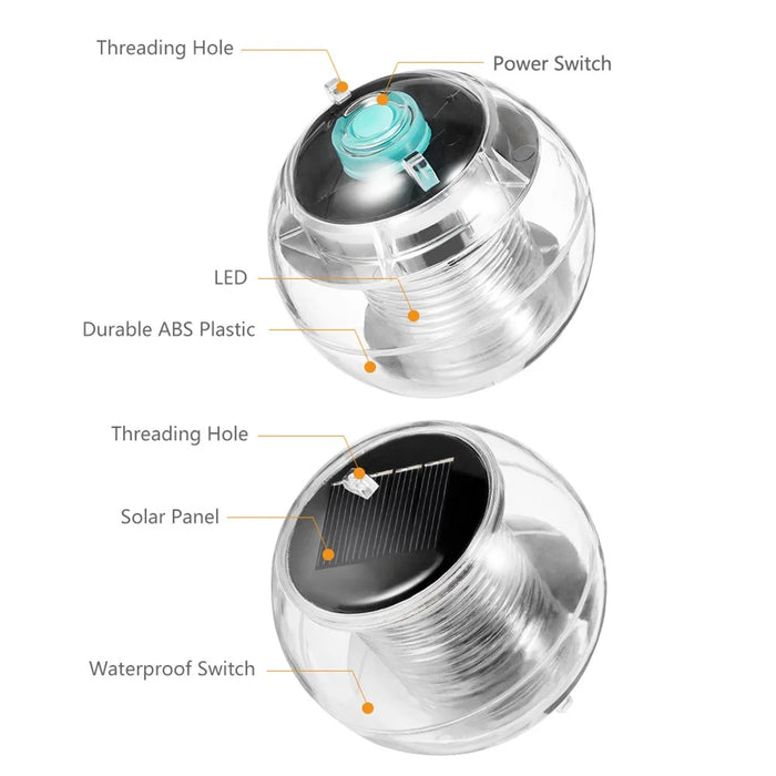 2Pcs Solar Powered Floating Lights Auto Color Changing Ball Lamps for Garden Pond Pool - 5
