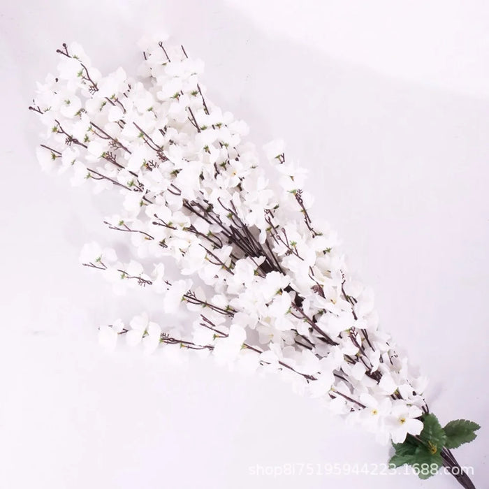 Artificial Peach Blossom 30 Branches Silk Flowers Realistic Peach Blossom Bouquet Home Wedding Decor - White - 1