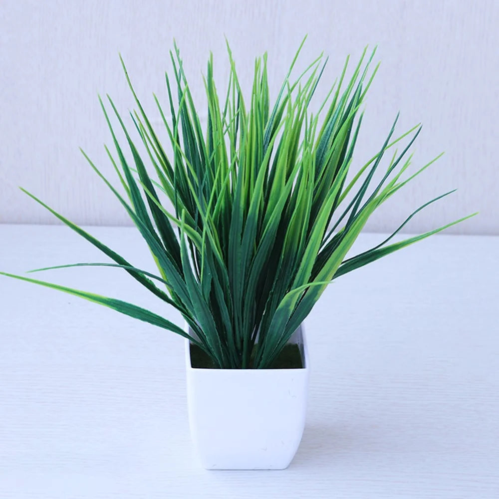 Artificial Potted Plant Green Seedling Ornament Living Room Home Decor Plastic Fake Bonsai - 1