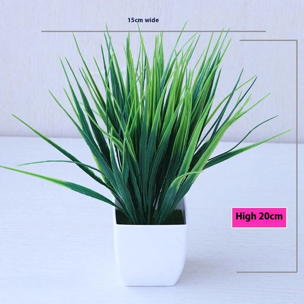 Artificial Potted Plant Green Seedling Ornament Living Room Home Decor Plastic Fake Bonsai - 2