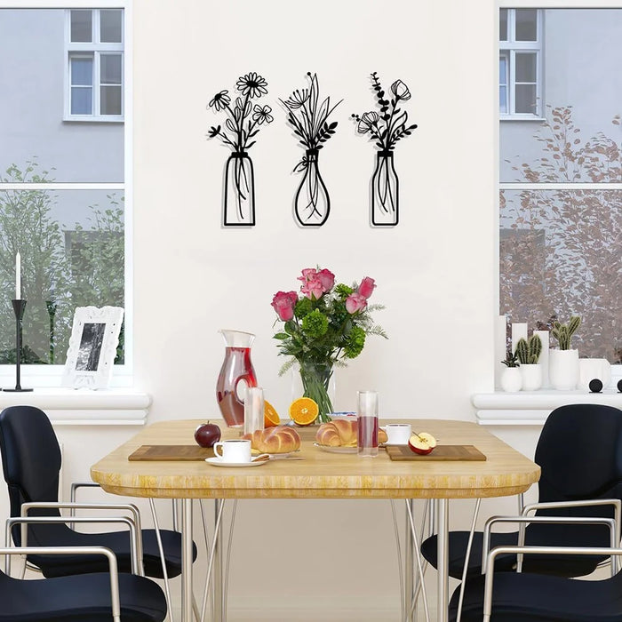 3Pcs / Set Metal Wall Art Floral Design Decorative Iron Wall Hanging Living Room Bedroom Home Decor - 4