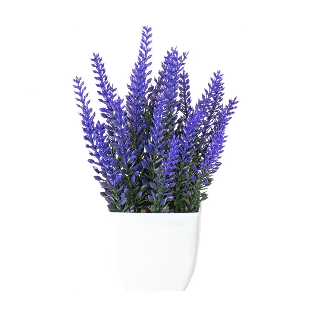 Artificial Lavender Plant Small Potted Plant Realistic Bonsai Indoor Tabletop Decoration - 1