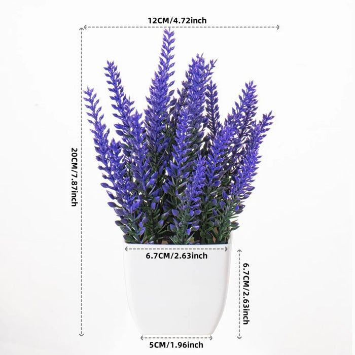 Artificial Lavender Plant Small Potted Plant Realistic Bonsai Indoor Tabletop Decoration - 2