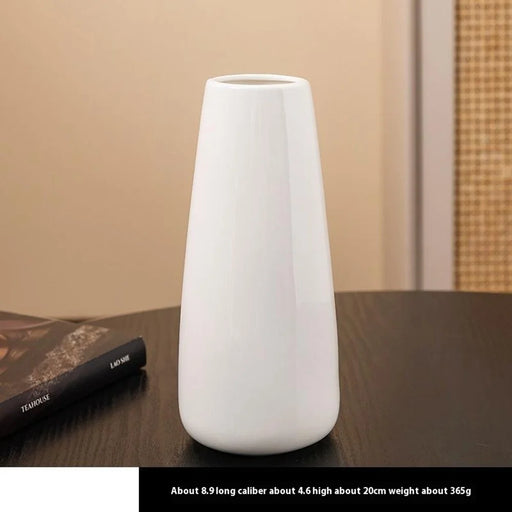 European Simple White Ceramic Vase Living Room Dining Table Decor Dried Fresh Flowers Hydroponic Plant Holder - Style B - 2