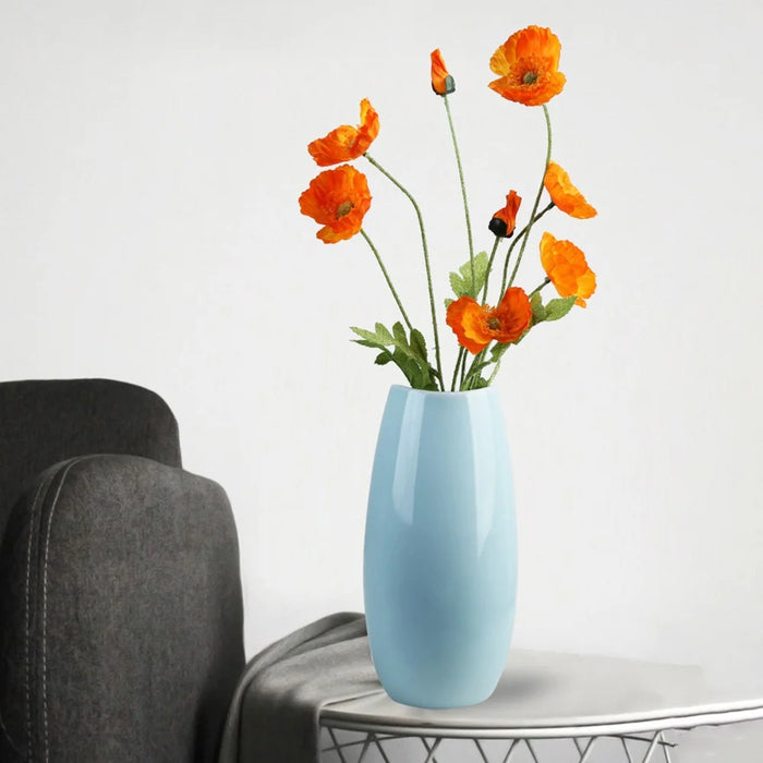 Large Size Nordic Ceramic Flower Vase Dried Flowers Floral Arrangement Container Dining Table Home Decor - Cyan - 3