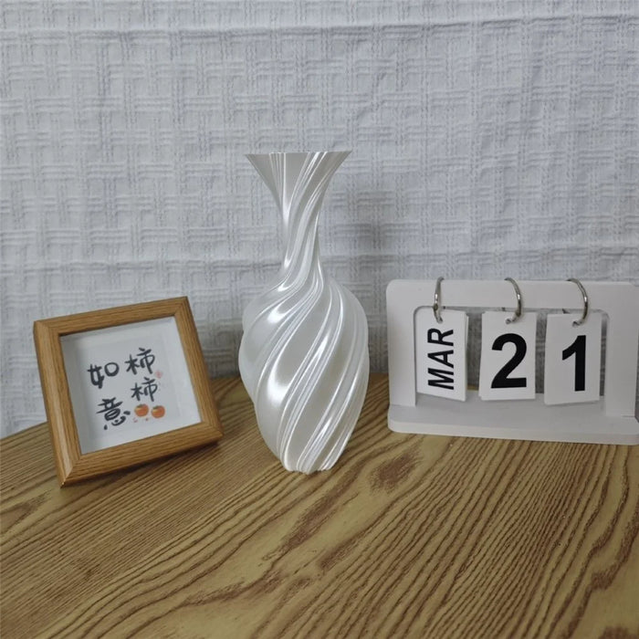 3D Printing Geometric Design Plastic Vase Modern Nordic Flower Holder Home Decor - White - 2