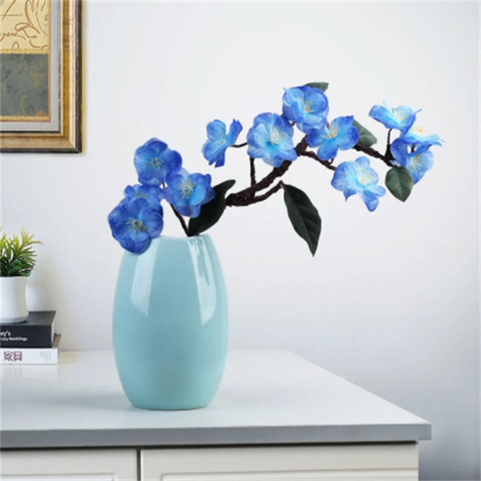 Medium Size Nordic Ceramic Flower Vase Dried Flowers Floral Arrangement Container Dining Table Home Decor - Cyan - 3