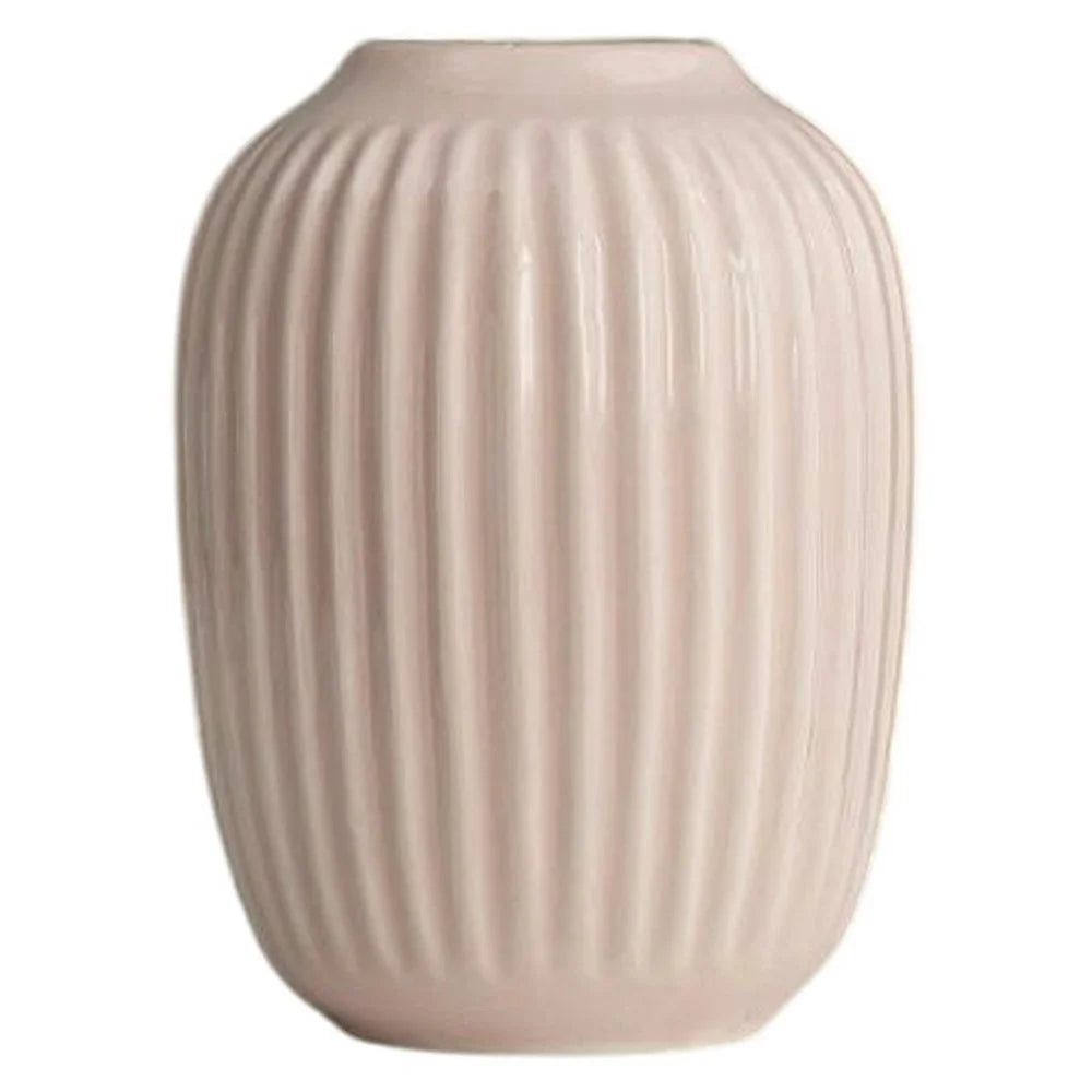 Small Size Modern Ceramic Striped Vase Flower Arrangement Container Living Room Decor - Pink - 1