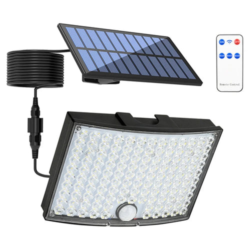 TG-TY01036 Solar Outdoor Wall Light 124 LED Motion Sensor Waterproof Security Lamp with Remote Control - 1