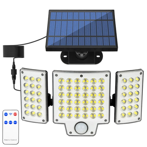 TG-TY01038 216 LED 3-Head Solar Powered Wall Light with Remote Control Waterproof Garden Lamp, Standard Panel - 1