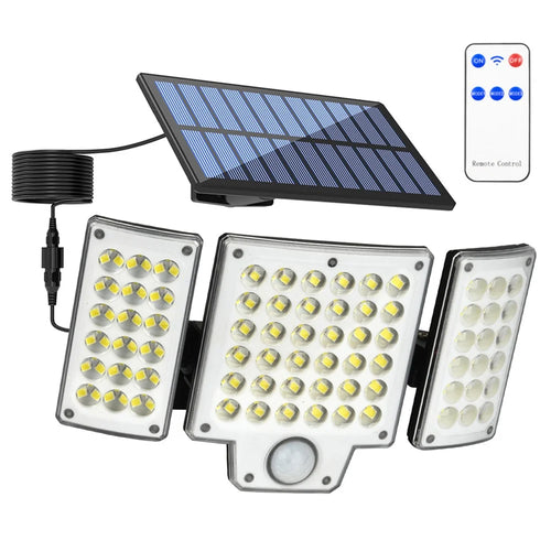 TG-TY01037 216 LED 3-Head Solar Powered Wall Light with Remote Control Waterproof Garden Lamp, Large Panel - 1