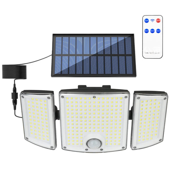 TG-TY01039 278 LED 3-Head Solar Powered Wall Light with Remote Control Waterproof Garden Lamp, Standard Panel - 1