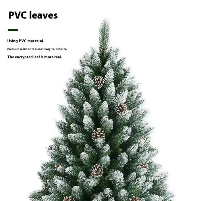 150cm Christmas Tree with Pine Cones Thickened 450 PVC Tips Snow Flocked Artificial Xmas Pencil Tree Gift - 3