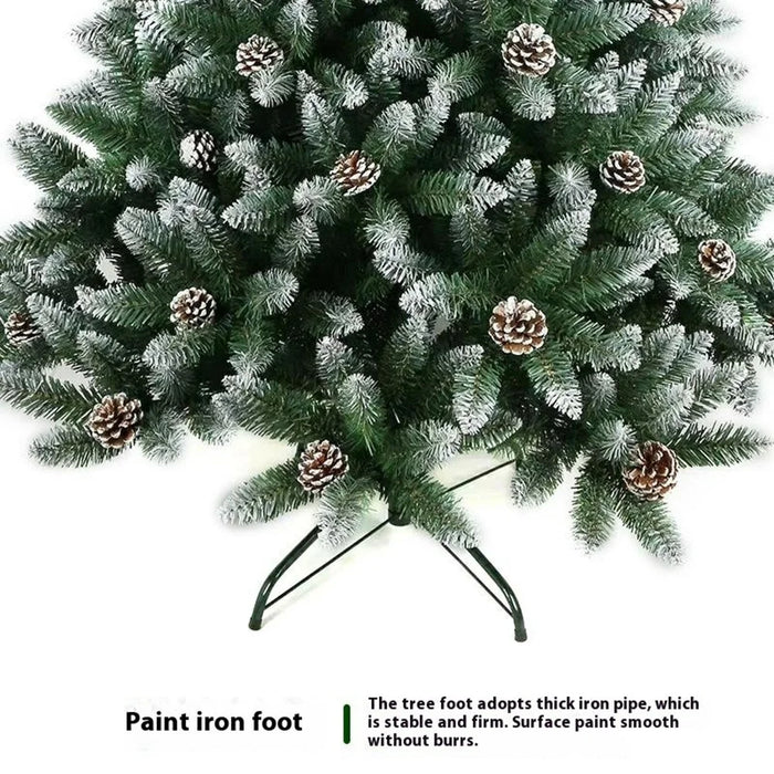 150cm Christmas Tree with Pine Cones Thickened 450 PVC Tips Snow Flocked Artificial Xmas Pencil Tree Gift - 5