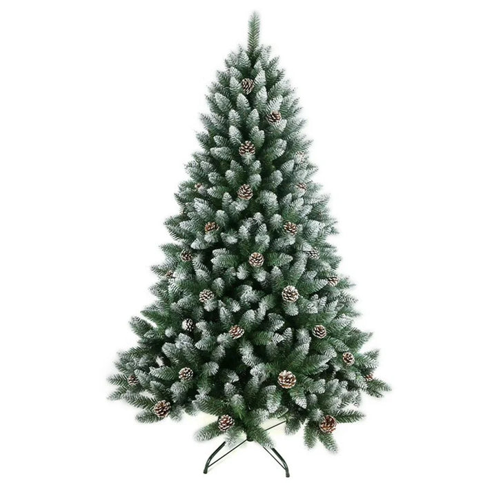240cm Christmas Tree with Pine Cones Thickened 1300 PVC Tips Snow Flocked Artificial Xmas Pencil Tree Gift - 1