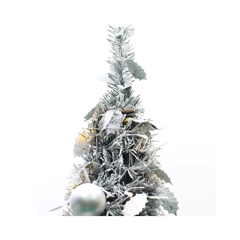 180cm Collapsible Spiral Christmas Tree with LED Lights Ornaments USB Powered Flocked Xmas Tree Party Decoration Gift - 2