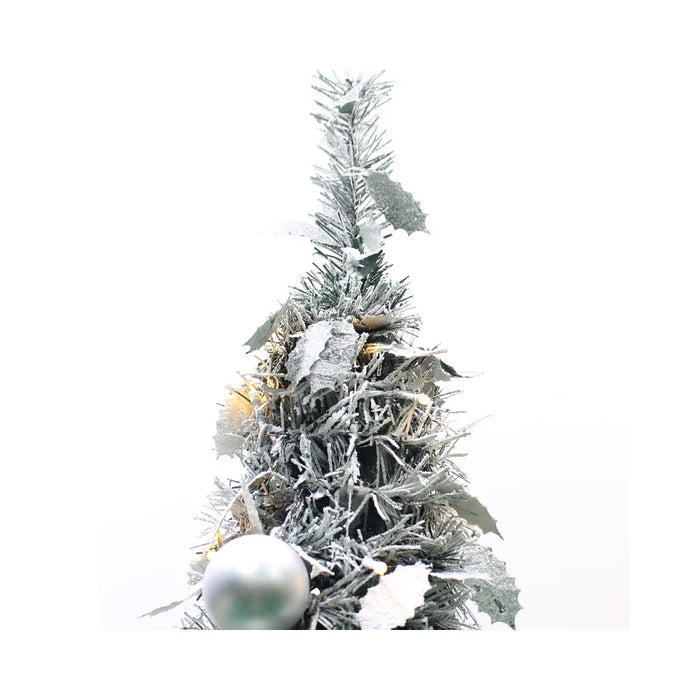 150cm Collapsible Spiral Christmas Tree with LED Lights Ornaments USB Powered Flocked Xmas Tree Party Decoration Gift - 2