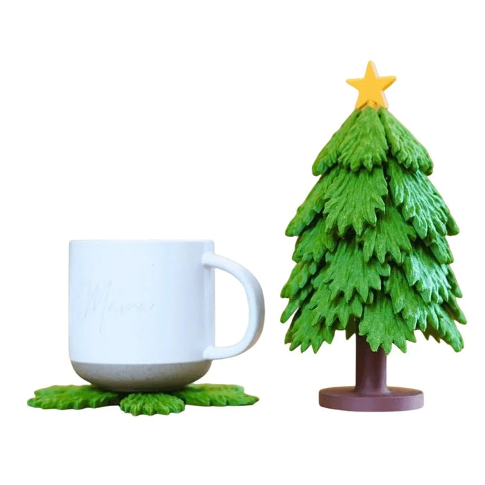 Christmas Tree Coaster Set Holiday Decoration 3D Printed Festive Table Protective Pad Assembly Miniature Tree - 1