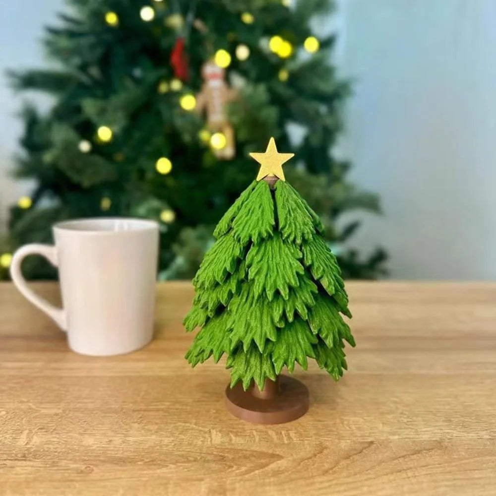 Christmas Tree Coaster Set Holiday Decoration 3D Printed Festive Table Protective Pad Assembly Miniature Tree - 2